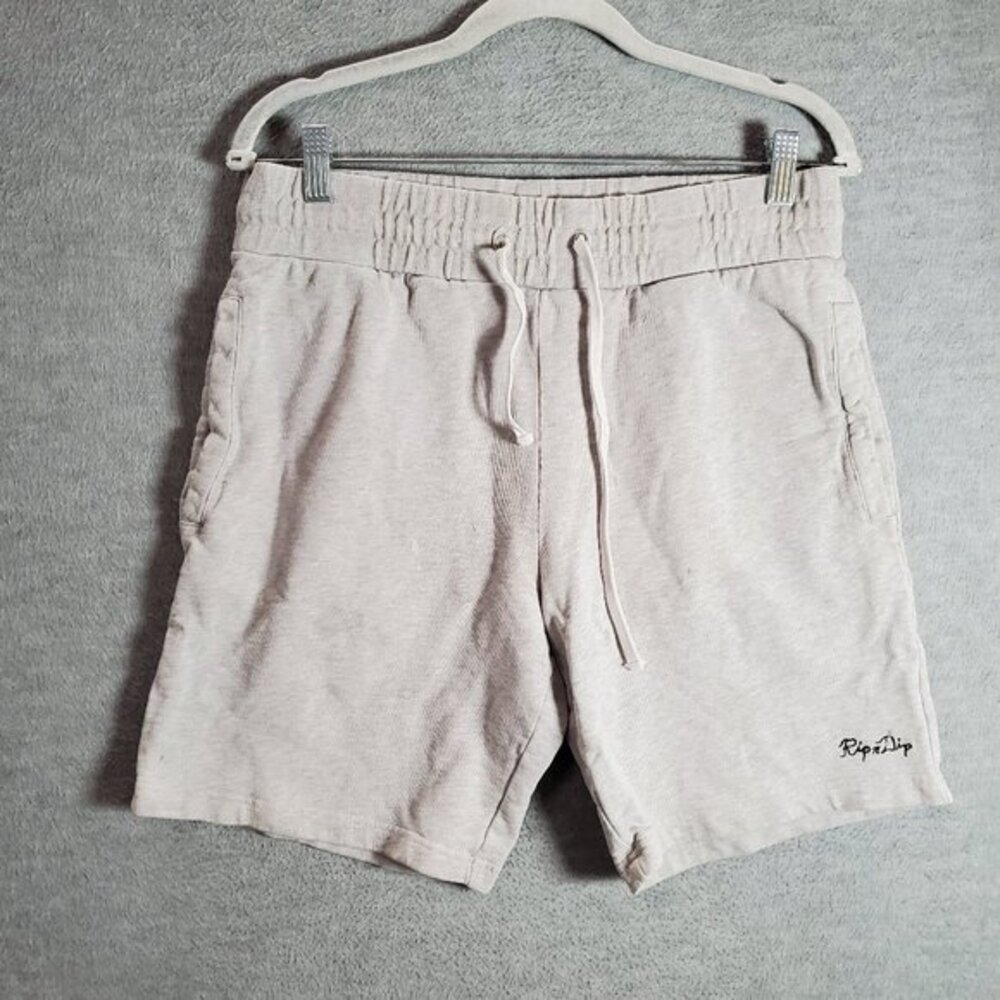 Ripndip Men Shorts Gray Chino Pockets Drawstring Embroidered High Rise 7" Inseam